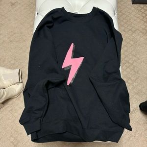 Large Pink and black glitter lightning bolt sweatshirt
